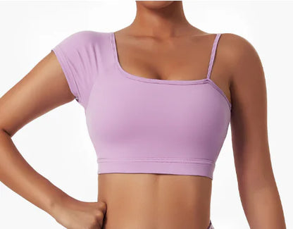 Summer Sexy Oblique Shoulder Yoga Clothes Tops