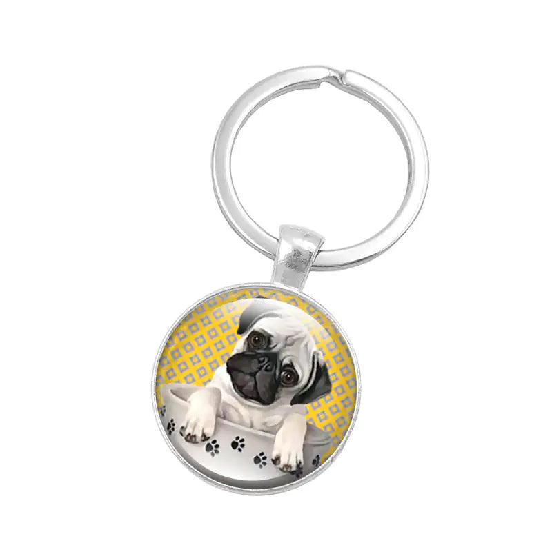 Pug Time Gem Keychain