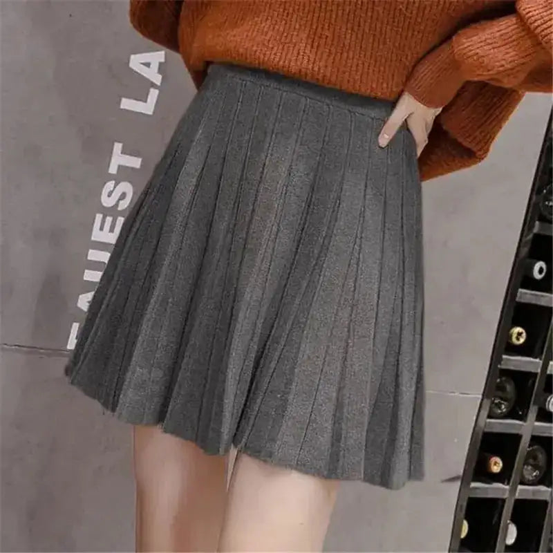 High Waist Knitted Mini Skirt