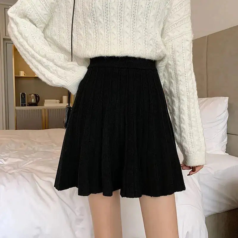 High Waist Knitted Mini Skirt