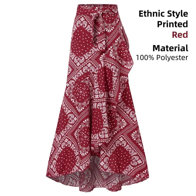 Ethnic Loose Ruffles Skirt