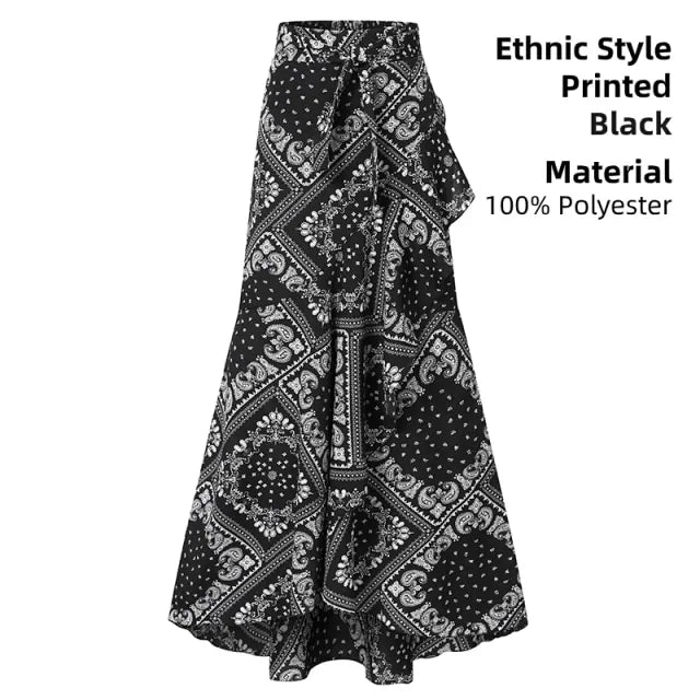 Ethnic Loose Ruffles Skirt