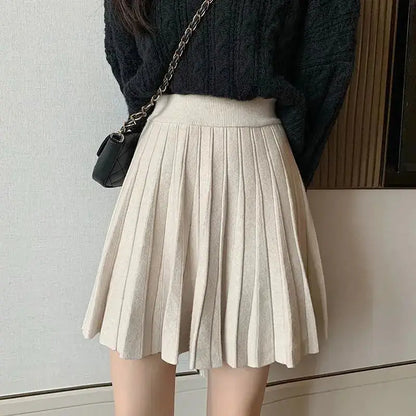 High Waist Knitted Mini Skirt